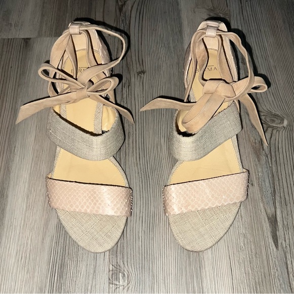 Alexandre Birman Leather Bow Espadrille Sandals 39 Size 9 Beige - Picture 1 of 9